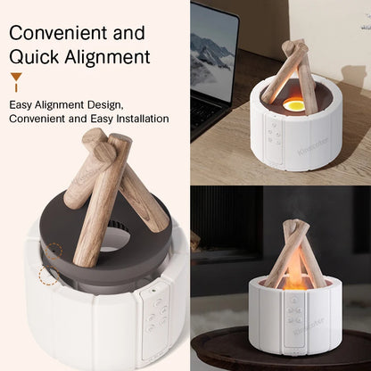 Simulated Flame Aroma Diffuser - Cool Mist & LED Essential Oil Lamp