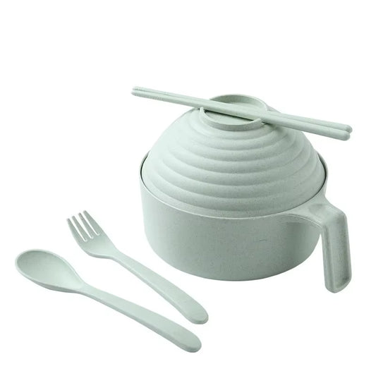 5-Piece Eco-Friendly Dinnerware Set - Bowl, Spoon, Fork & Chopsticks