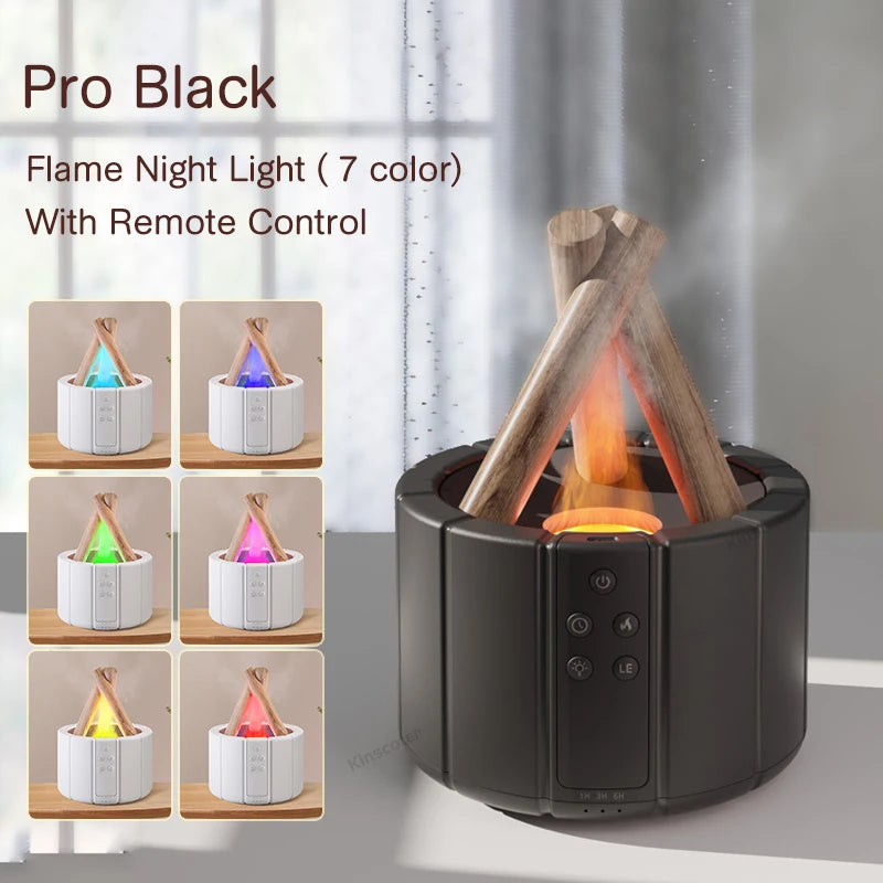 Simulated Flame Aroma Diffuser - Cool Mist & LED Essential Oil Lamp