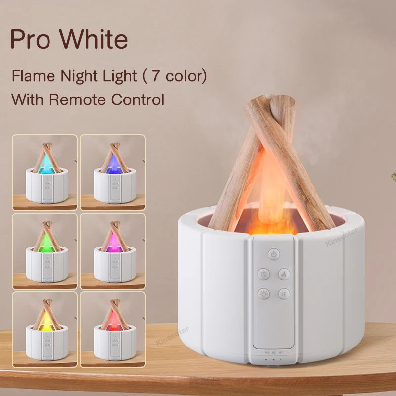 Simulated Flame Aroma Diffuser - Cool Mist & LED Essential Oil Lamp