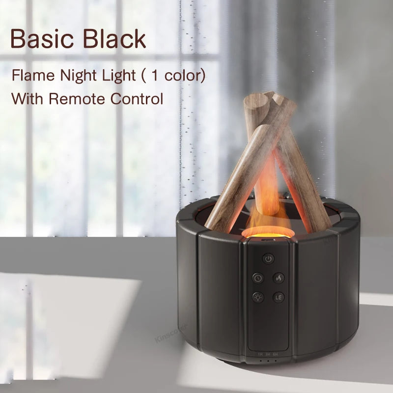 Simulated Flame Aroma Diffuser - Cool Mist & LED Essential Oil Lamp